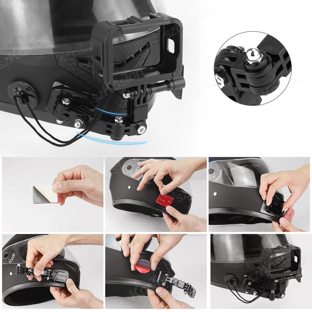 Motorcycle Helmet Kit GoPro Hero 13 12 11 10 9 Action Camera Helmet Chin Mount Go Pro Insta360 DJI Action 5 Accessories