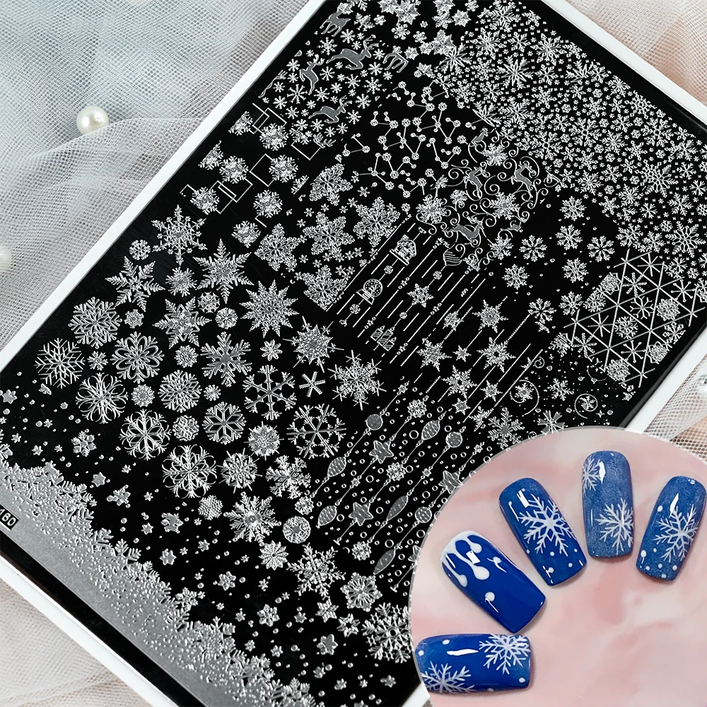 15X10cm Snowflakes Nail Stamping Plates Santa Claus Christmas Tree Image Stamp Templates Plus+ Steel Nail Printing Stencil Tools 3