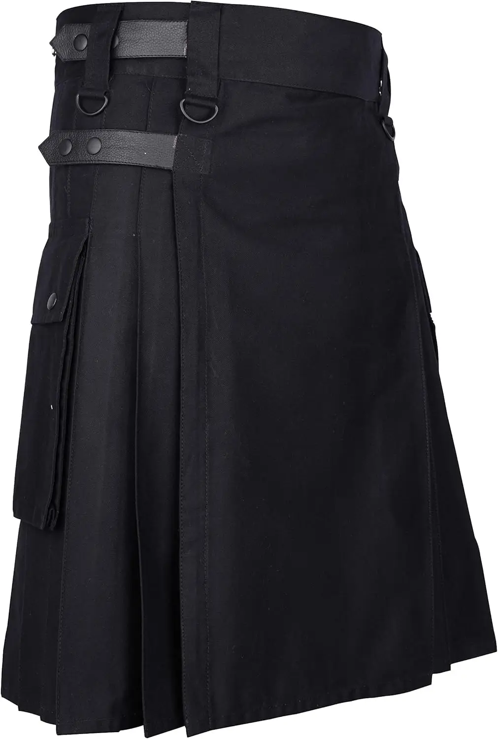 Men's Cotton Utility Kilt with Leather Strap & Cargo Pocket-Plus Size kilts for Men
