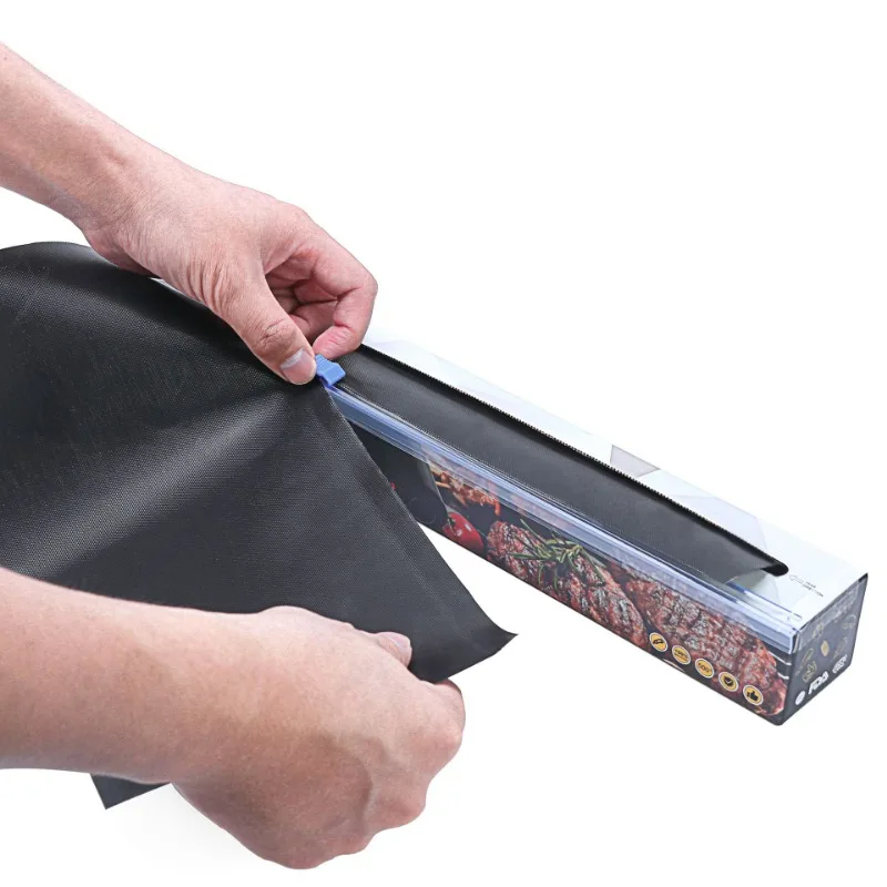 Non-stick BBQ Grill Mat With Cutting Box Baking Mat Cooking Grilling Sheet Heat Resistance Easily Cleaning Kitchen