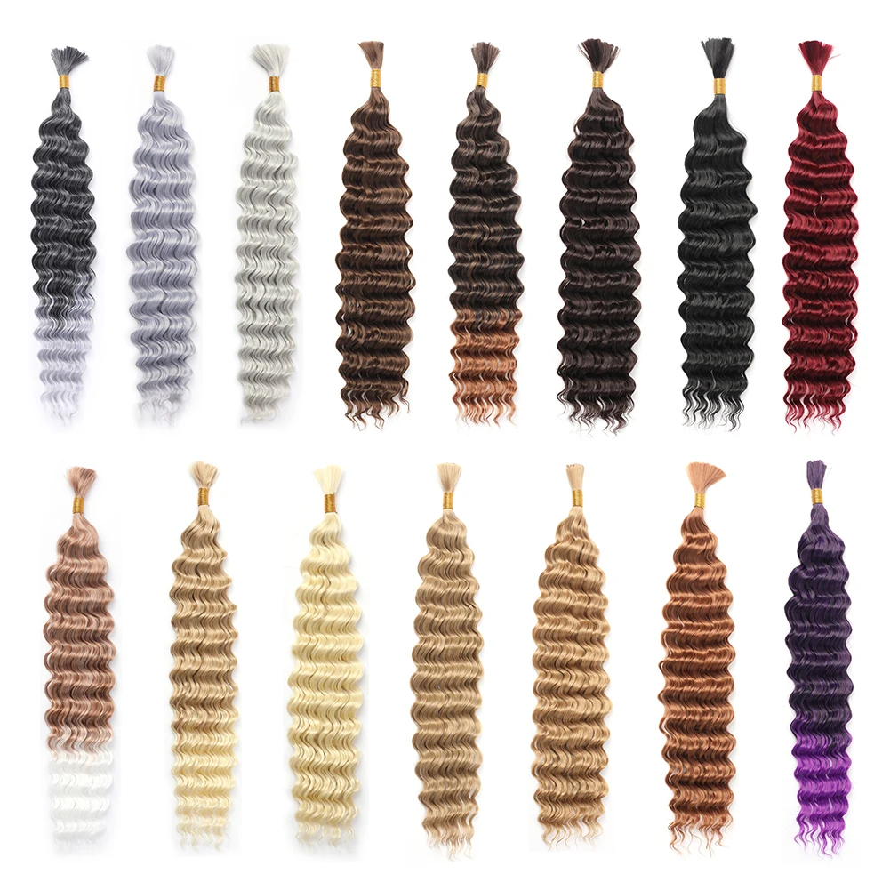 Curly Braiding Synthetic Hair Deep Wave Bulk Hair Crochet For Braiding No Weft Bundle Brazilian Virgin Water Curly 22 Inch