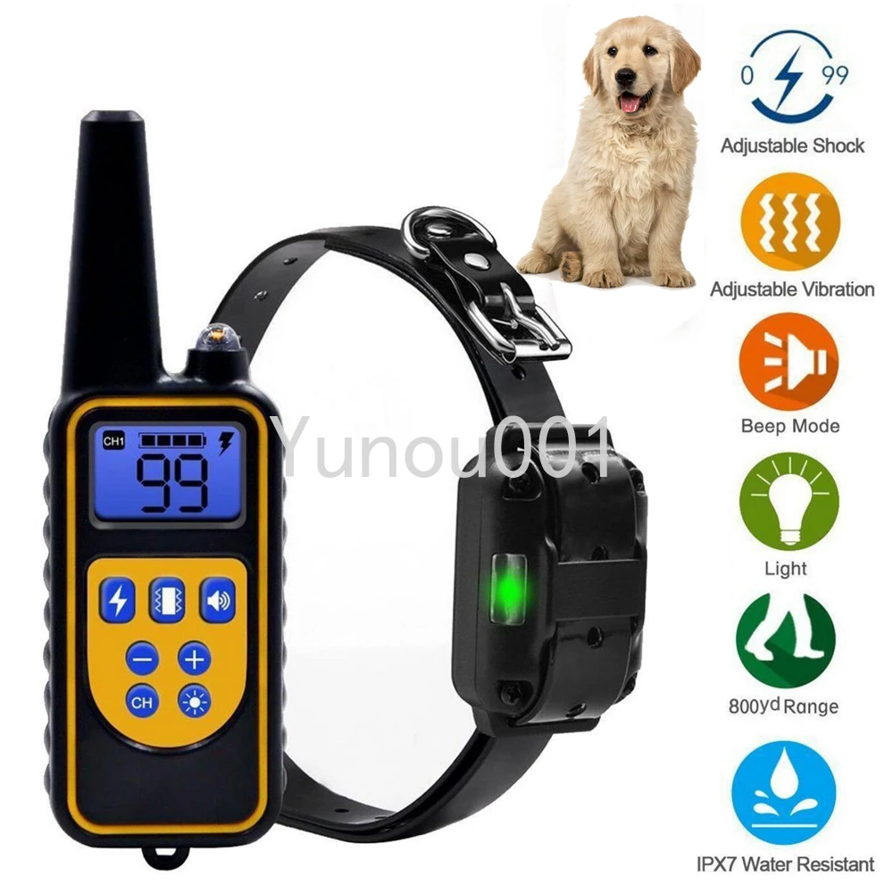 

800m Electric Dog Training Collar Remote Control Waterproof Rechargeable LCD Display Ultrasonic Bark Stop Collar For All Size