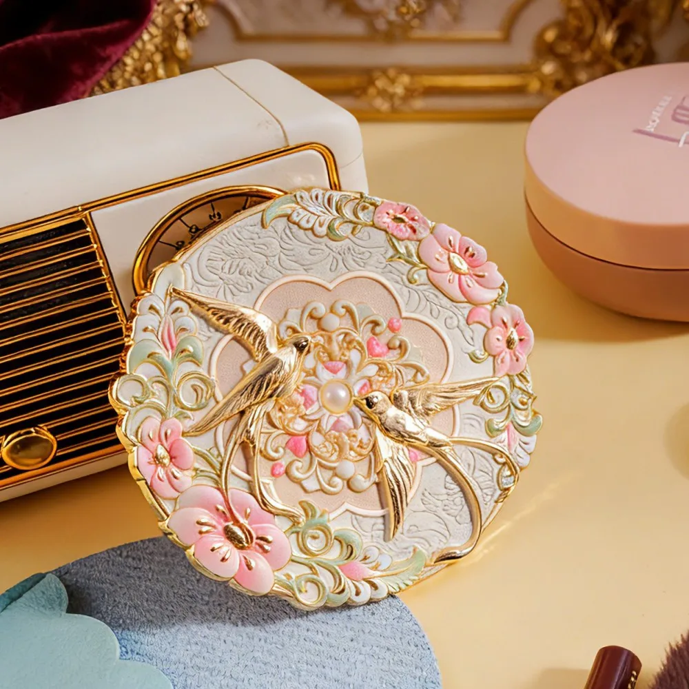 Mirror Peony Delicate Flower Mini Mirror Cosmetic Tools Portable Pocket Make-up Vintage Chinese Style