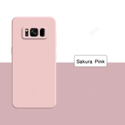 Candy Color Square Liquid Silicone Phone Case with Lens Protection - Soft and High Quality Design - Samsung S8 (Sakura Pink)