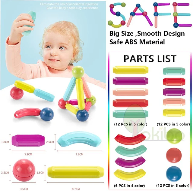 Kids Magnetic Constructor Block Designer Set Magnet Stick Rod Building Blocks Montessori Educational Toys For Children Boy Girls 2