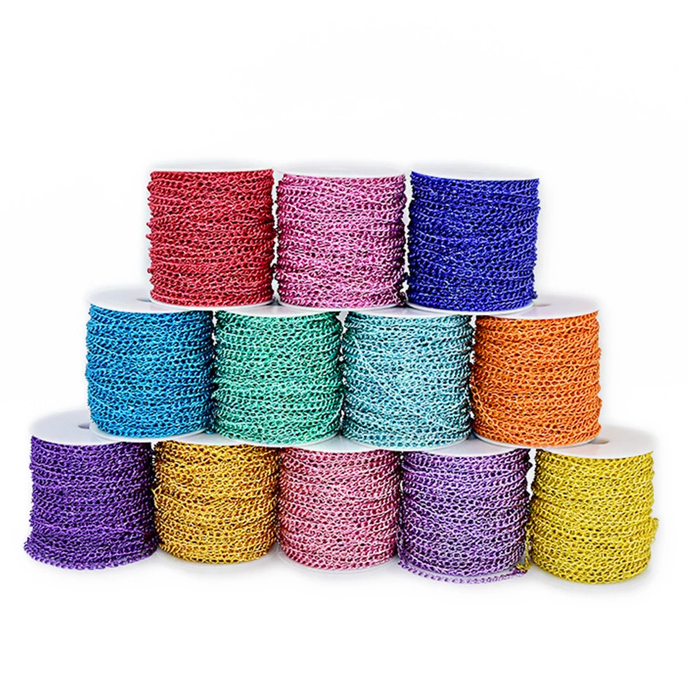 2-Meter Vibrant Metal Chains for DIY Jewelry and Craft Accessories