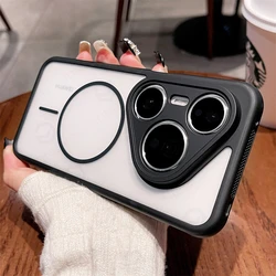 Ultra Matte Clear Anti - Shock Heat - Dissipating Case with Soft Edges and Magnetic Cover Compatibility for Huawei Pura 70 (Black White SRBK XC)