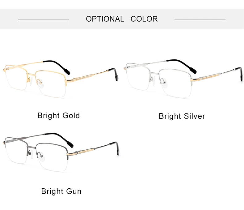 Krasivyy Halbrand-Brillengestell aus reinem Titan für Herren, ultraleichte europäische Markenbrille, Herrenbrille, Frankreich, Halbrand-Optikbrille – Detail 8