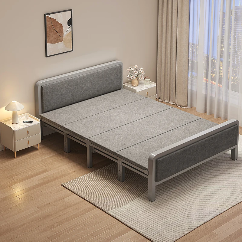 

Folding Bed Single Bed Household Simple Bed Rental Room Dormitory Reinforced Hard Plate Iron Bed Double Bed