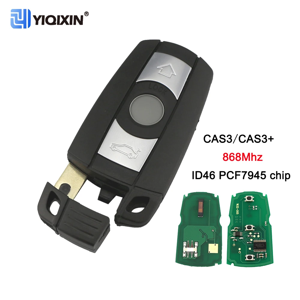 YIQIXIN 868MHz Smart Car Key Remote For BMW 1 3 5 7 Series CAS3 X5 X6 Z4 E61 3 Button Keyless Card Fob Control ID46 PCF7945 Chip datong world car remote control key 315 433mhz id46 pcf7945 chip for land rover freelander 2 replacment smart card