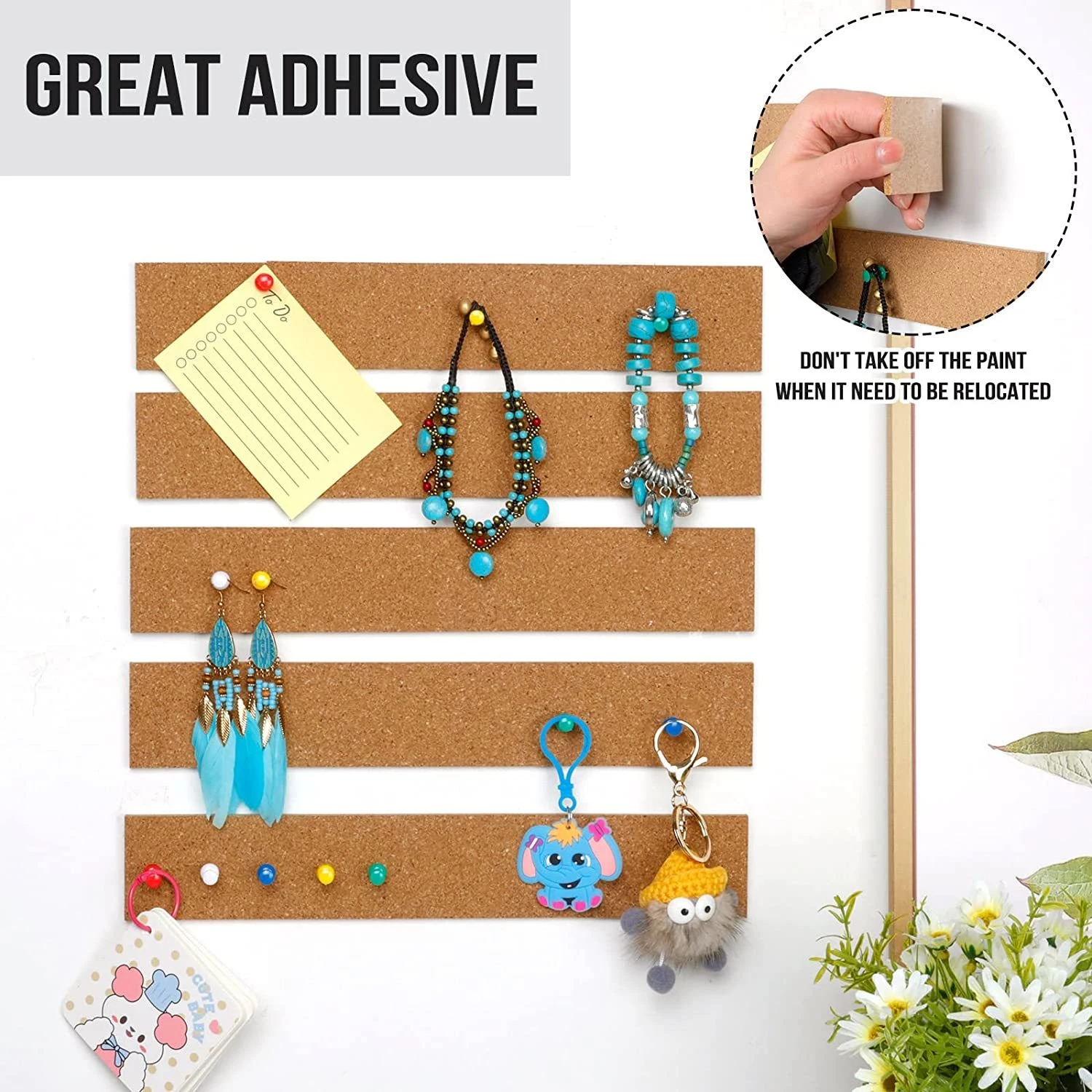 Cork Board Strips for Wall, Self Adhesive Cork Strips Bulletin Paste