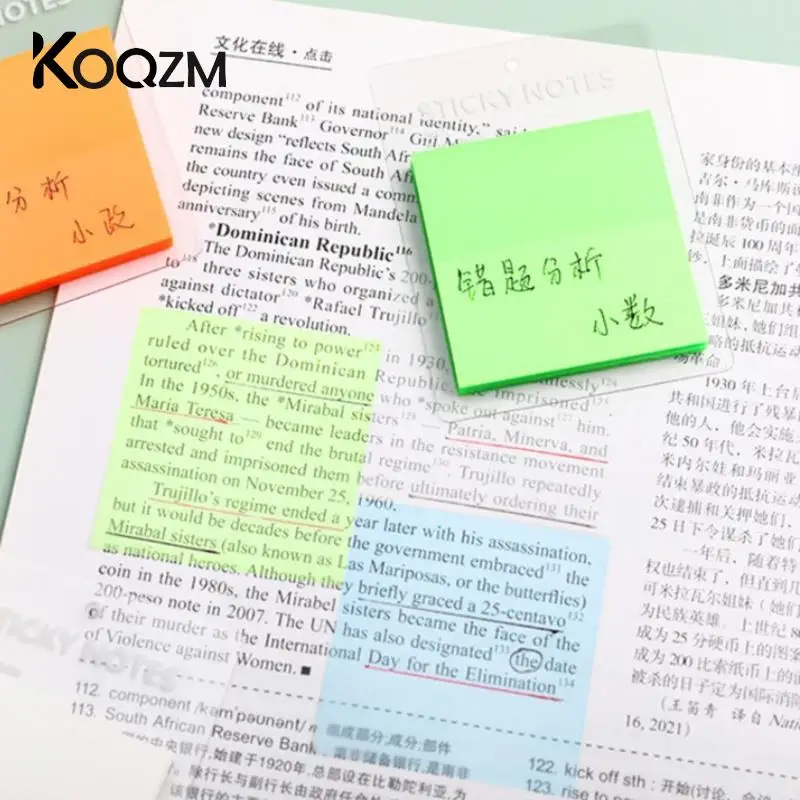 투명 스티커 메모 패드, 방수, 다채로운 색상, 자체 접착 메모, 메시지 알림, ..
