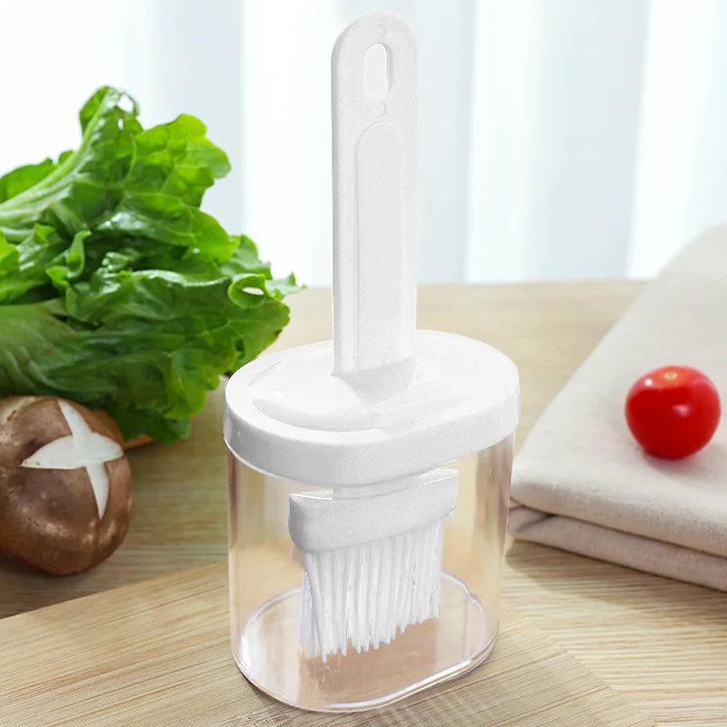 1pc Oil Brush Pancake Oil Brush Integrated Pan with Bottle Kitchen Dustproof Baking Tool
