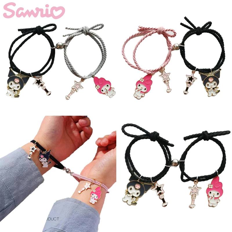 

Магнитный ремешок для рук Sanrio My Melody Kuromi Love, рождественский подарок, мультяшная девушка, пара, ручной ремешок, маленький кожаный браслет