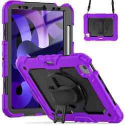 Shockproof Tablet Case with Screen Protector and 360° Rotating Hand Strap, Featuring Pencil Holder - Pro 13 - in M4 M5 (PURPLE)