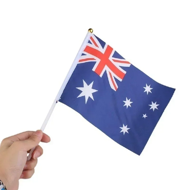 5/10pcs Hand Held Mini Flag Waving Australian National Flags Plastic Poles 21X14cm Australia Flag Ball Game Hand Cranked Flag