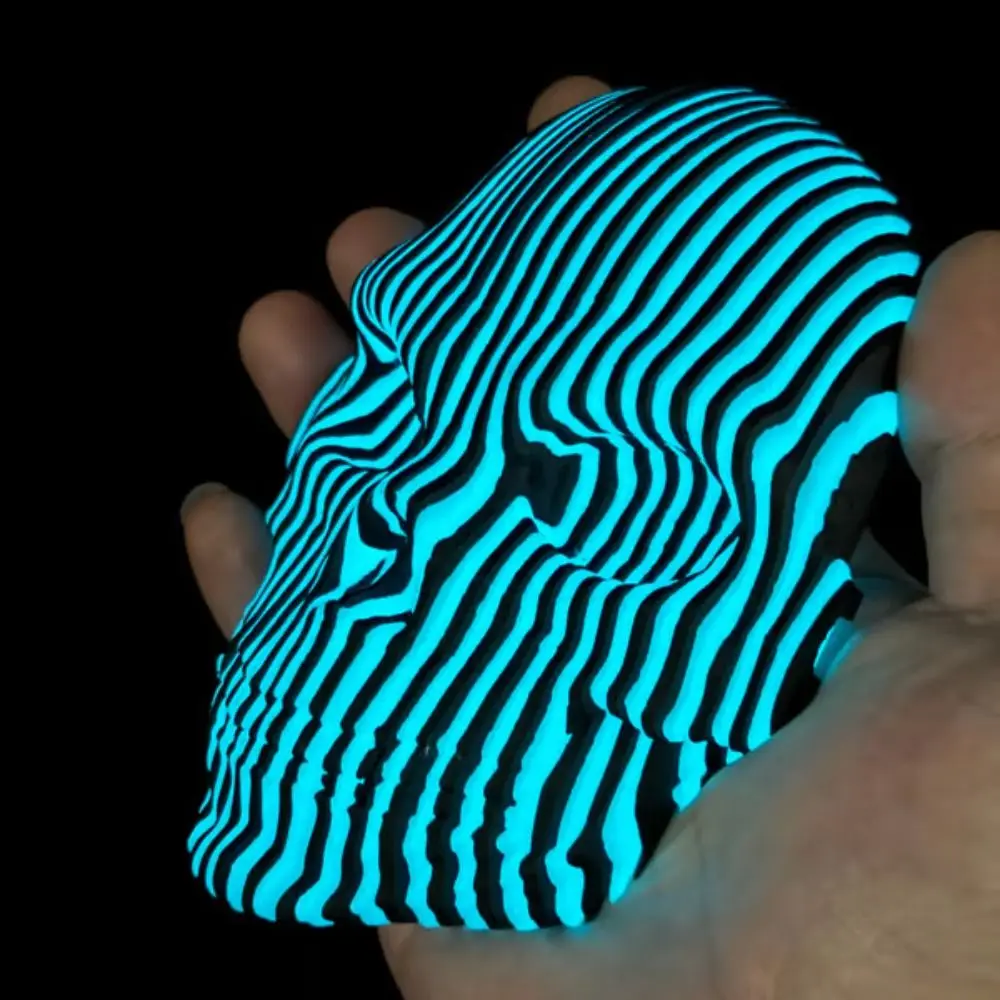 Visual Illusion 3D Printing Skulls Toys Simulation Model Glowing Skeleton Toy Cartoon Statue Luminous Quantum Skull