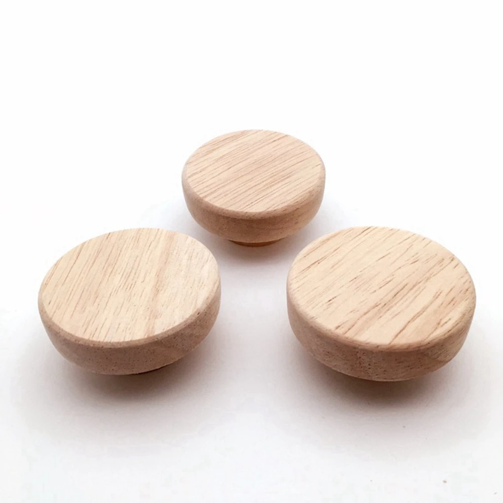 Oak Round Handle Dia 30/40/50mm Natural Wooden Cabinet Drawer Wardrobe Knobs For Cabinet Drawer Handle Furniture Hardware