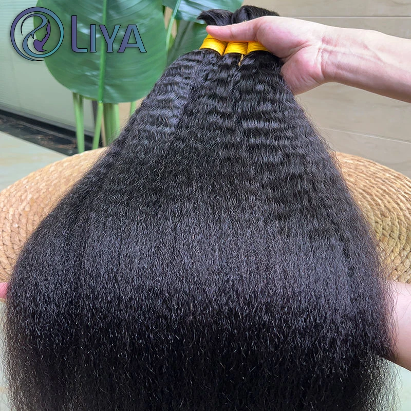 Human Braiding Hair Human Hair Bundles Braiding Hair Extensions Human Hair Extensions No Weft Hair Bundle Kinky Straight Human Hair Bulk Natural Color For Braiding 100% Unprocessed