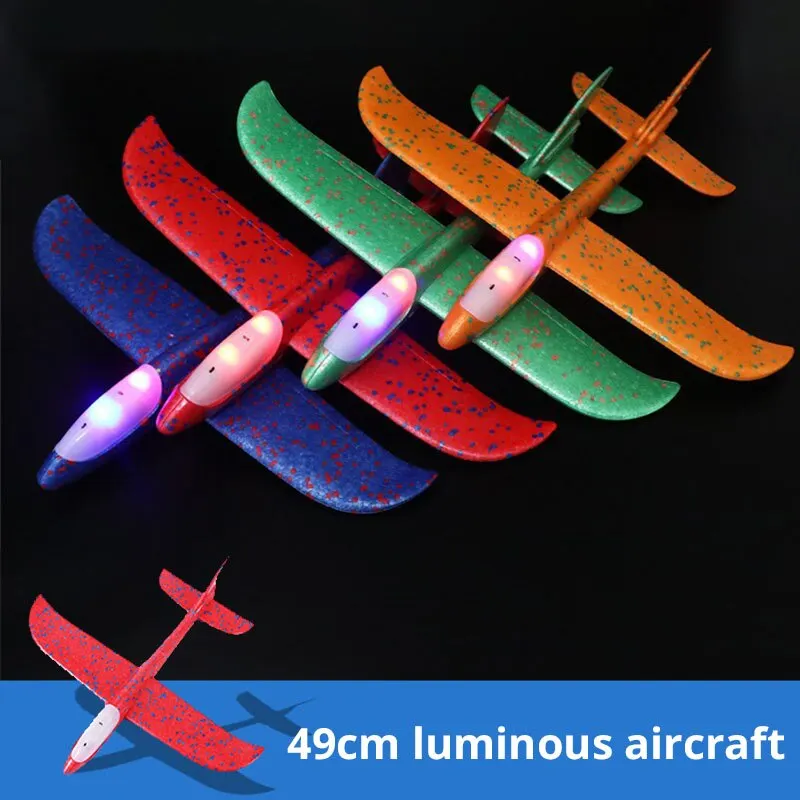 Model Aircraft Toy 49cm Luminous Foam Pirouette Hand Throw Outdoor Parent Child Interaction Children