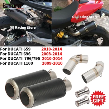 For Ducati Monster 659 696 695 795 1100 Exhaust Pipe Hypermotard 796 2008-2014 Motorcycle Mid Pipe Carbon Muffler Escape Moto