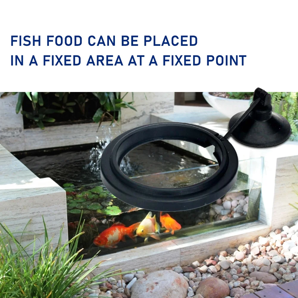 Aquarium Feeding Ring Fish Tank Station Floating Food Tray Feeder Square Circle Accessory Fish Food Suction Cup Black