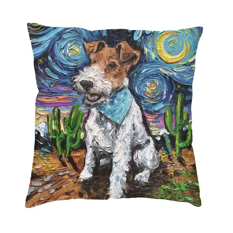 

Halloween Star Fox Terrier modern pillow case decoration 3D print pet dog lover sofa car cushion cover pillowcase
