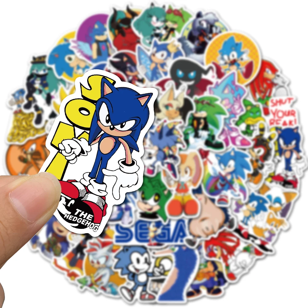 Cartoon Stickers-50pcs/Pack Sonic Creative The Hedgehog Refrigerator Graffiti Luggage Book Notebook Sticker Kids Gifts