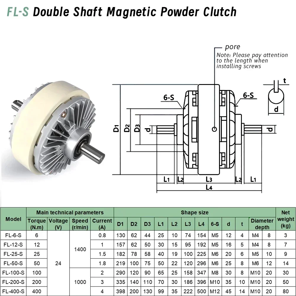 Magnetic Powder Brake Accessories Magnetic Powder Clutch Brake Tension Controller Kit 6/12/50/100Nm 0.6/1.2/5/10kg DC24V 1000RPM Textile/Printing Machine