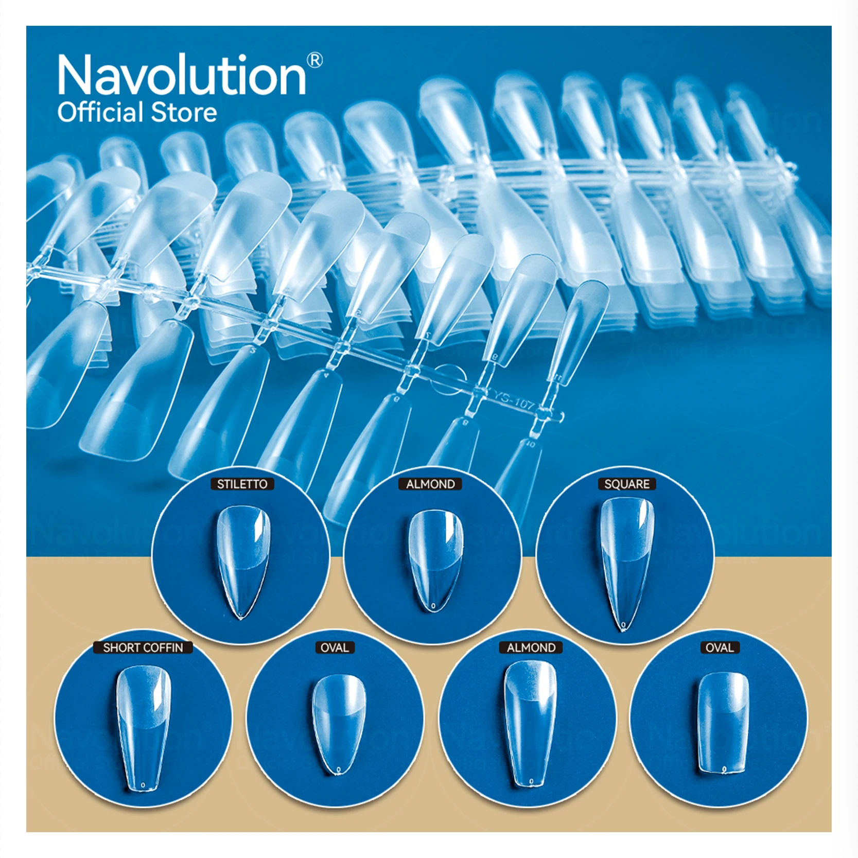 

NAVOLUTION 120Pcs False Nails Acrylic False Nails Coffin Artificial Nails Transparent/Semi-matte False Nails For Extension