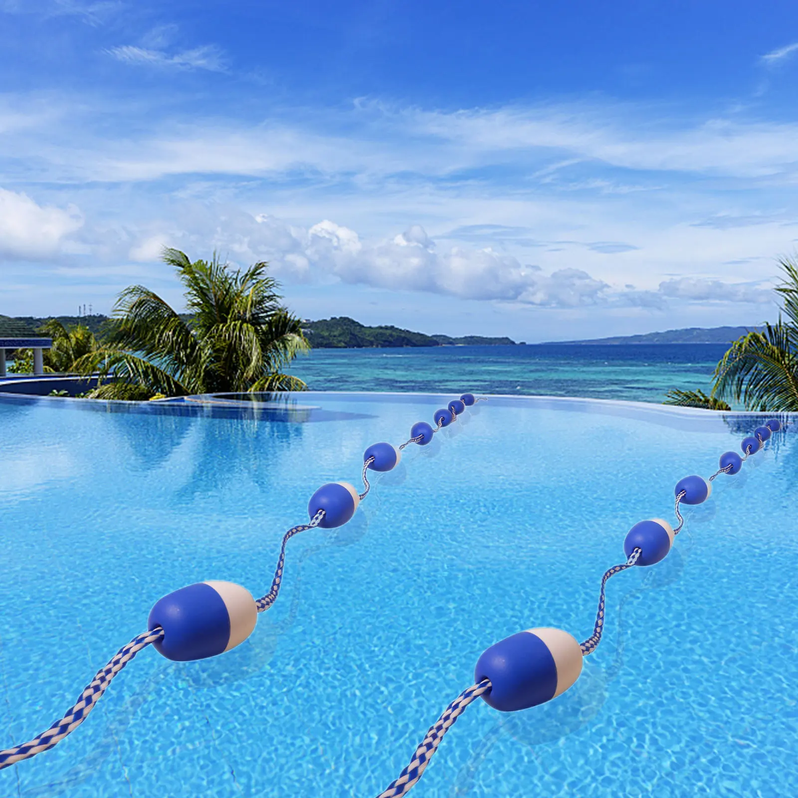 5.5m Swimming Pool Safety Divider Rope with 11 Floats & 2 Hooks Swimming Pool Lane Line Rope for Competition