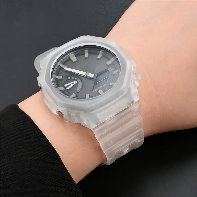 Gummi-Uhrenarmband mit Gehäuse und Lünette für Casio G-SHOCK GA-2100 GA-2110 – Schnellverschluss, Herren-Sportarmband, wasserdicht, TPU-Harz, Modifikations-Kit – Detail 6
