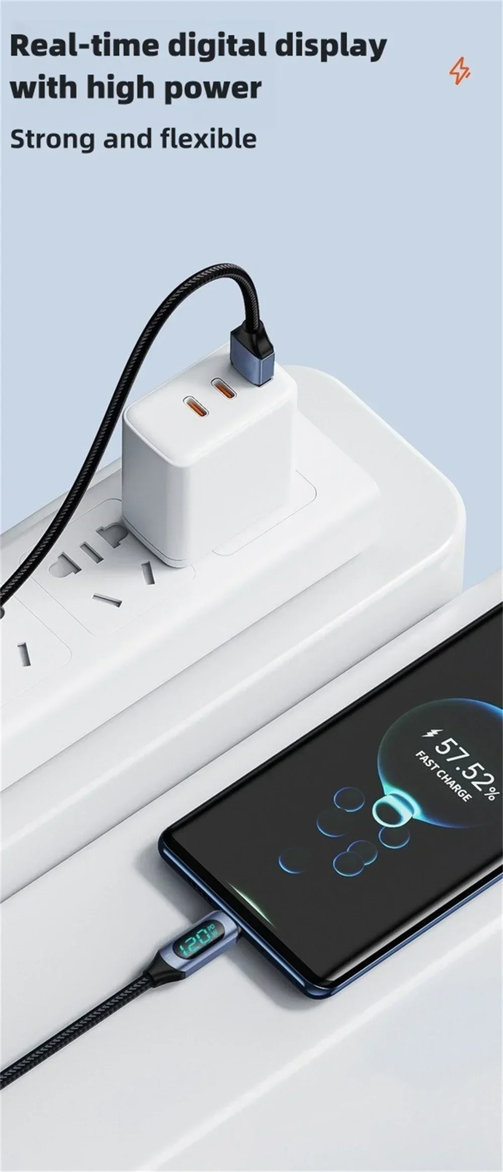 120W USB C Data Cable PD Fast Charging Phone Charger Cord For iPhone Samsung Xiaomi Macbook Type C To Type C Quick Charge Cable