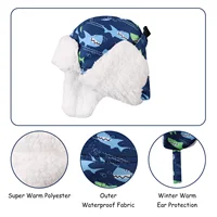 Winter Boys Pilot Cap Kids Warm Helmet Cap Toddler Cartoon Dino Bonnet Hat Baby Bomber Hats Girls Windproof Earflap Beanie 6