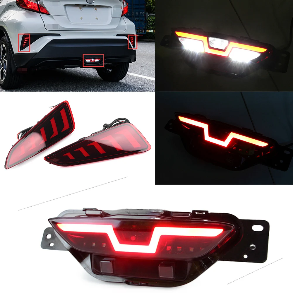 

3PCS Car Rear Bumper Light LED Fog Lamp Replacement Accessories For Toyota CHR 2016 2017 2018 2019 2020 2021 2022
