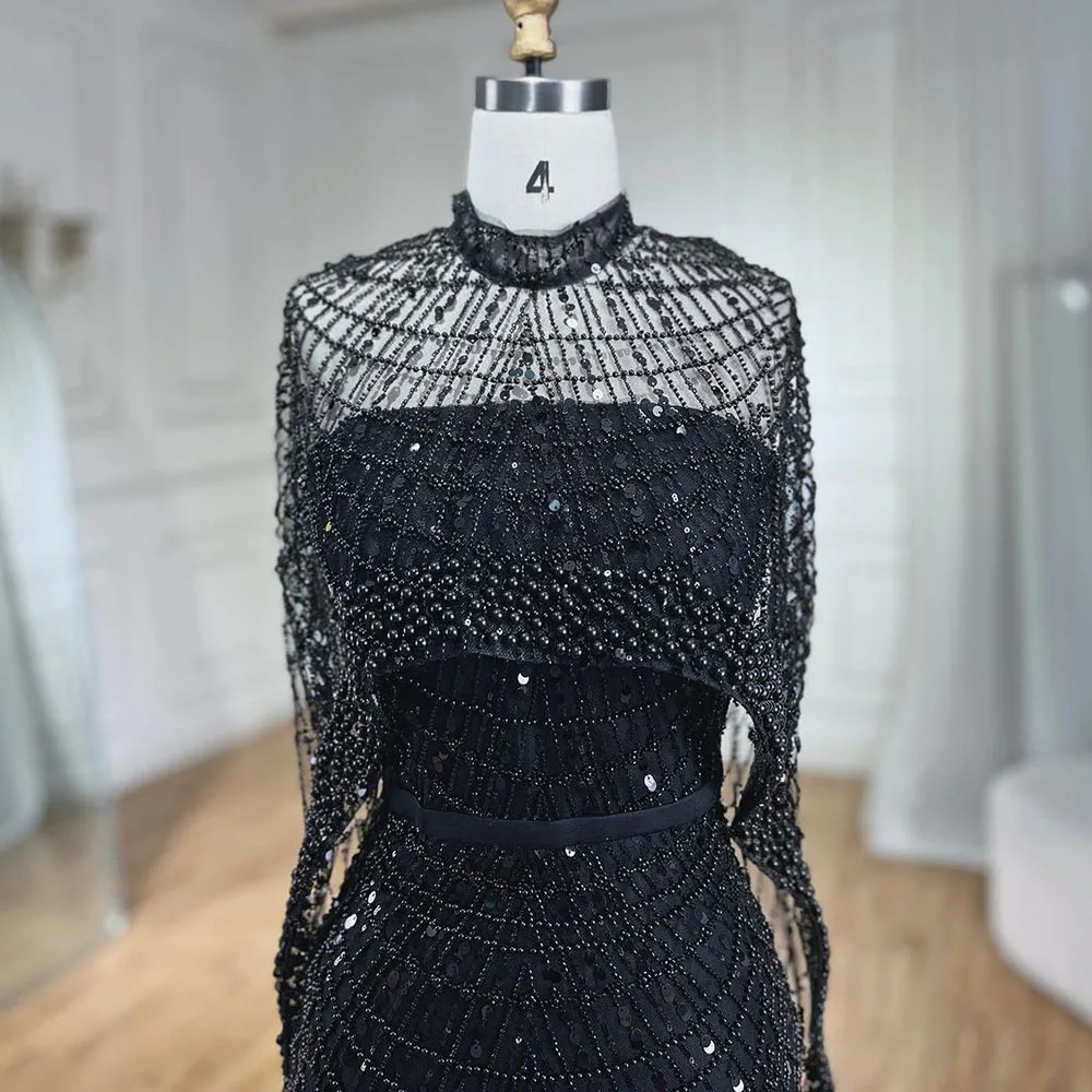 S71dcd79413a84d41bd4a75d7a731bcb53 Arabic Nude Mermaid Long Cape Sleeves Luxury Evening Dresses Gowns For Women Wedding Party Mallzona