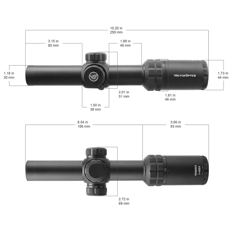 Vector Optics Grizzly 1-4x24 ハンティング ライフルスコープ