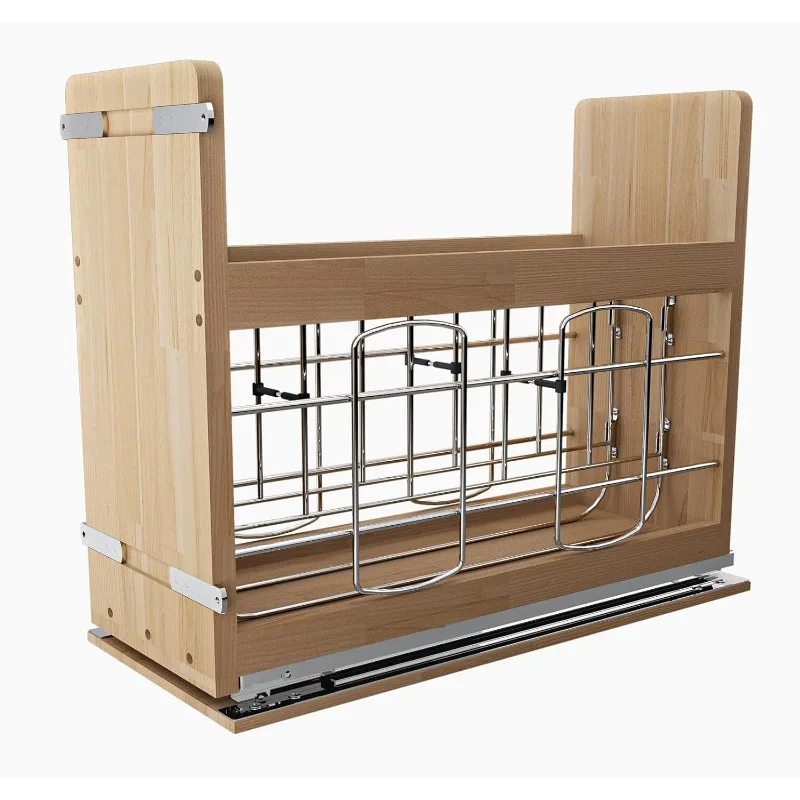 

11 * 22 in Pull Out Wooden Bakeware Organizer Shelf for Base Kitchen Cabinets, Heavy Duty Cabinet Pull Out Shelves for Baking