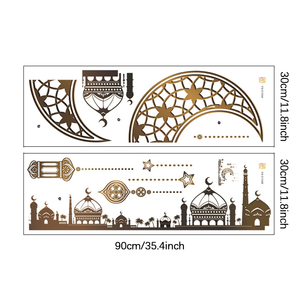 Ramadan Wall Stickers Eid Mubarak Home Decor Stickers Gold Moon Star Ramadan Kareem 2026 Eid Party Home Decorations