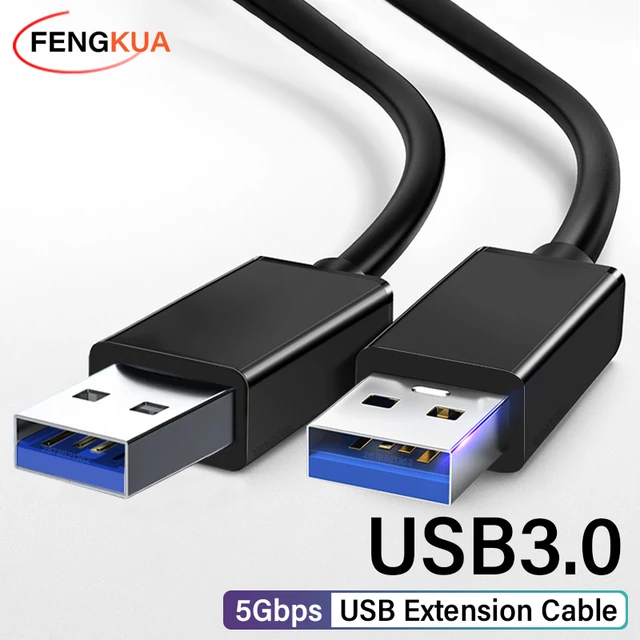 Cable de extensión USB 3,0 USB macho a macho 5Gbps Cable de datos de transmisión rápida USB3.0 para ordenador portátil a disco duro móvil TV 6