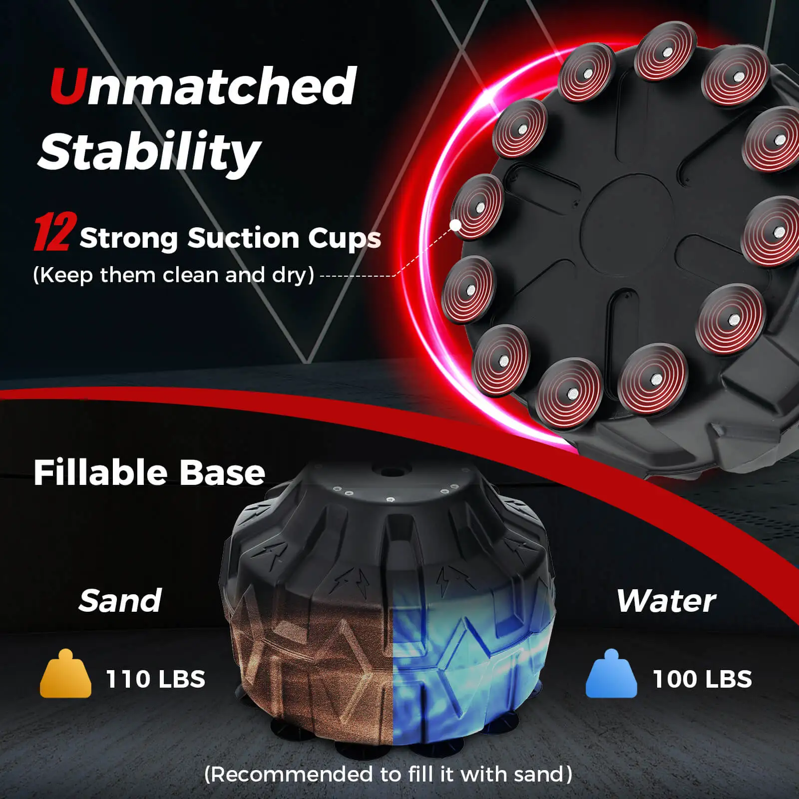 70" Freestanding Punching Bag w/ Fillable Base 12 Suction Cups & Shock Absorbers 5