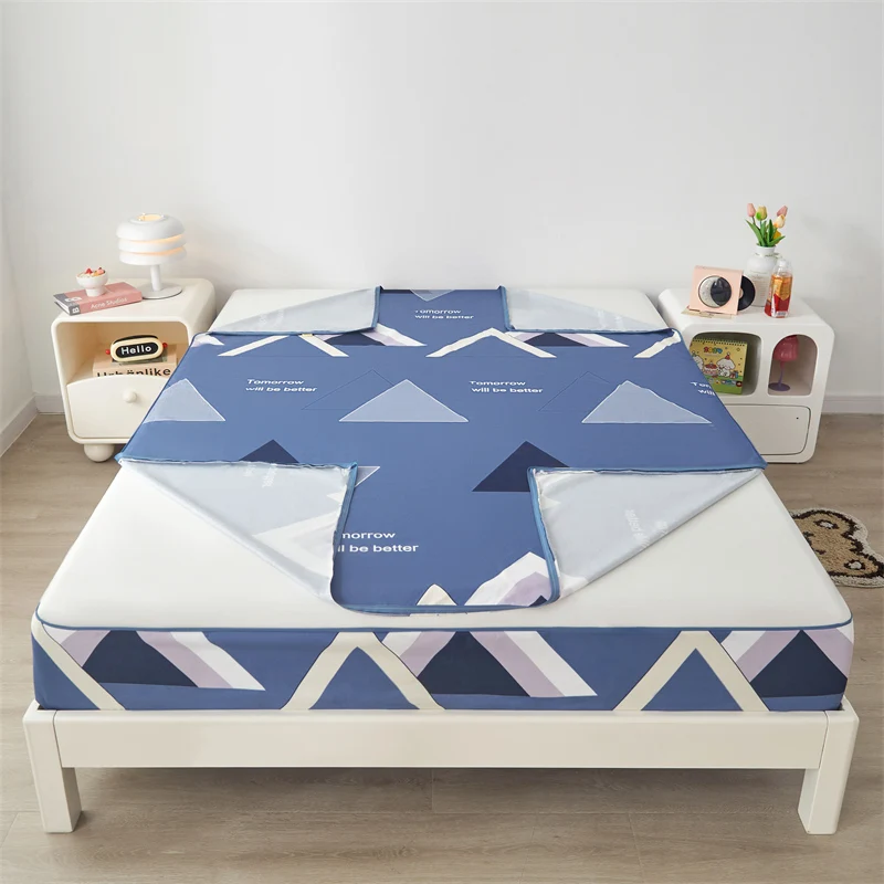 Waterproof Bed Cover Six Sides All Inclusive Printing Waterproof Mattress Cover Anti-Slip Mattress Protector Customizable