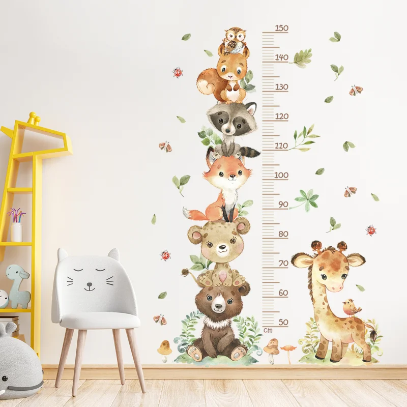 Giraffe Animal Height Growth Chart Wall Sticker 1