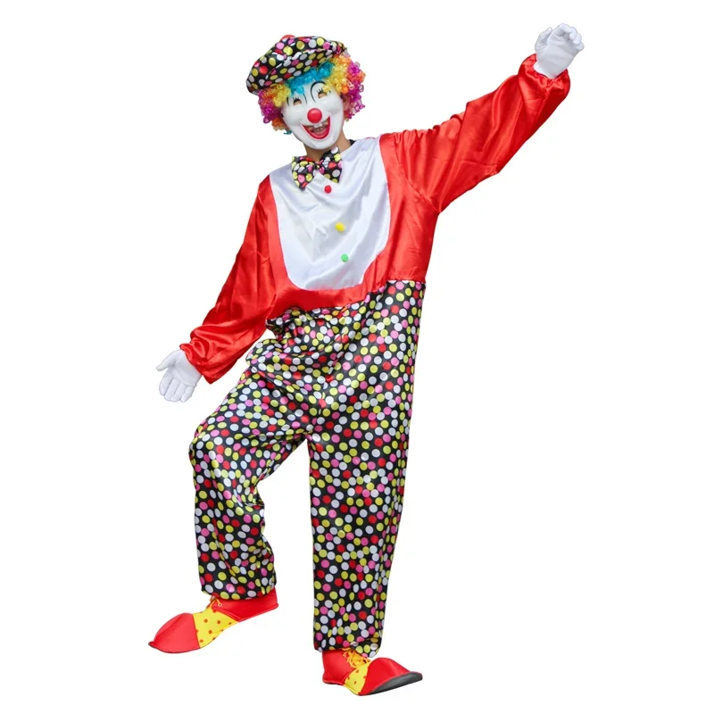 

Adult Clowns Costume for Men Cosplay Halloween Masquerade Circus Horror Style Funny Party Performance Clothing