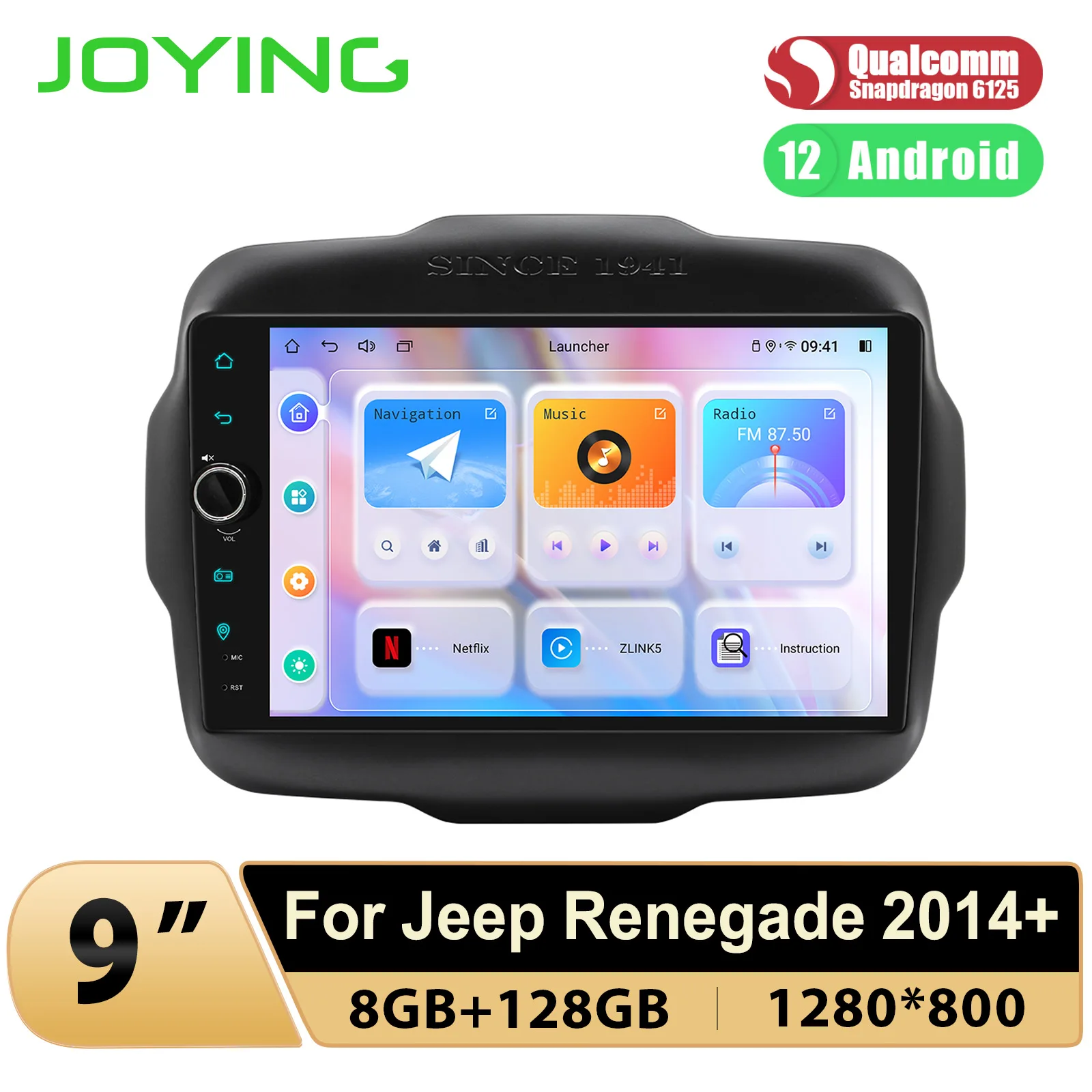 Joying 9 "Plug And Play Android Autoradio Stereo Autoradio Head Unit Per Jeep Renegade 2014 + Dsp Integrato Hdmi Apple Carplay