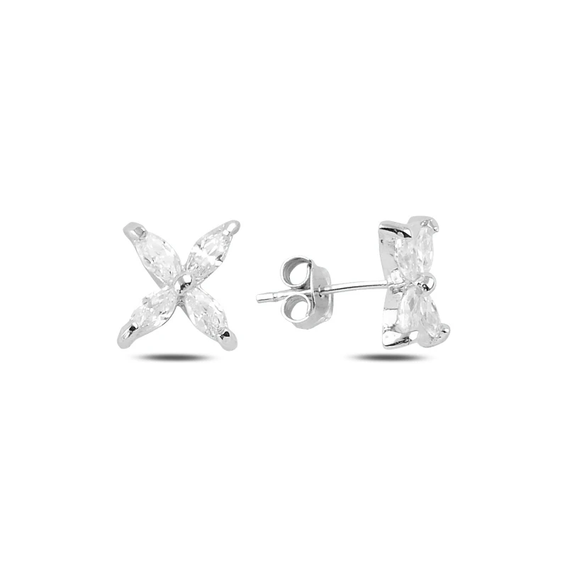 

Silver 925 Sterling Flower Zircon Stone Earrings