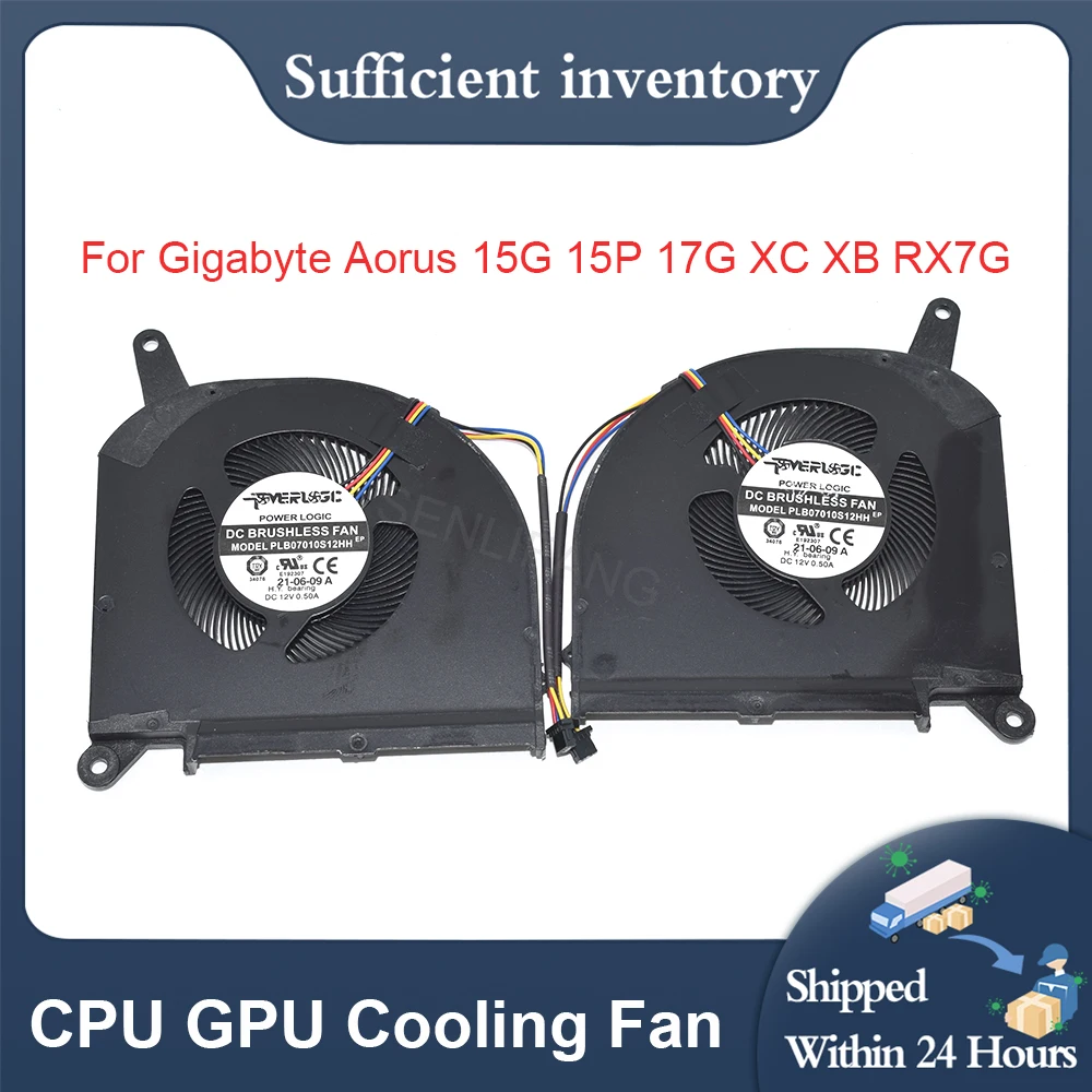 Ventilador de Refrigeração do Portátil Gpu do Processador Central 4pin Plb07010s12hh Dc12v 0.50a 4pin Aero15 15g 15p 17p 17g xc xb Rx7g Rx5g Rp77 Rp75w Novo