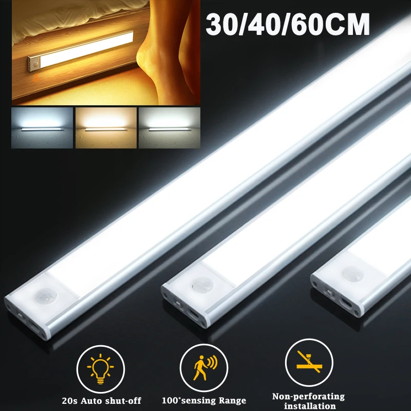 LED Motion Sensor โคมไฟตู้ไร้สายหรี่แสงได้ LED ไฟกลางคืน Type-C ชาร์จไฟกลางคืนห้องครัวตู้เสื้อผ้าตู้เสื้อผ้าทางเดิน 1