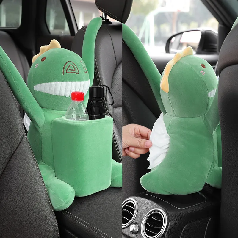 2 in1 Creative Tissue Holder Armrest Box Plastic Storage Garbage Can Cartoon  Car Cute Plush Tissue Box Auto Seat Hanging Type - AliExpress