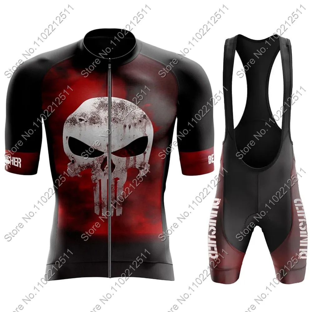 Skull Cycling Jersey Set Short Sleeve Summer Clothing Mans Road Bike Shirts Suit Bicycle Bib Shorts MTB Riding